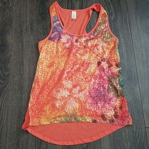 Sequin floral tank